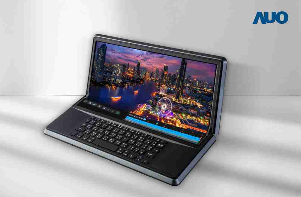 尊时凯龙14.6吋Micro LED折迭显示屏幕，，，，搭配半径4mm的弯折绞炼，，以及高画素、、高亮度、、、高对比度的显示技术特点，，，即便在大视角下仍保有绝佳色相与亮度